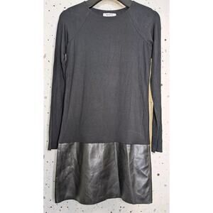 Bailey 44 Womens Long Sleeve Faux Leather Trim Black Dress Size X-small